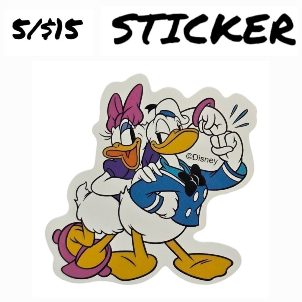 Donald & Daisy Duck Sticker Decal Self-Adhesive Laptop Water Bottle Disney Fans